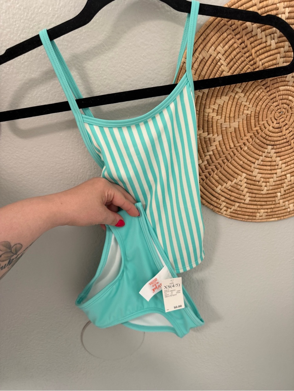 NWT- Kids Mint Striped One-Piece Swimsuit - Brand Unspecified